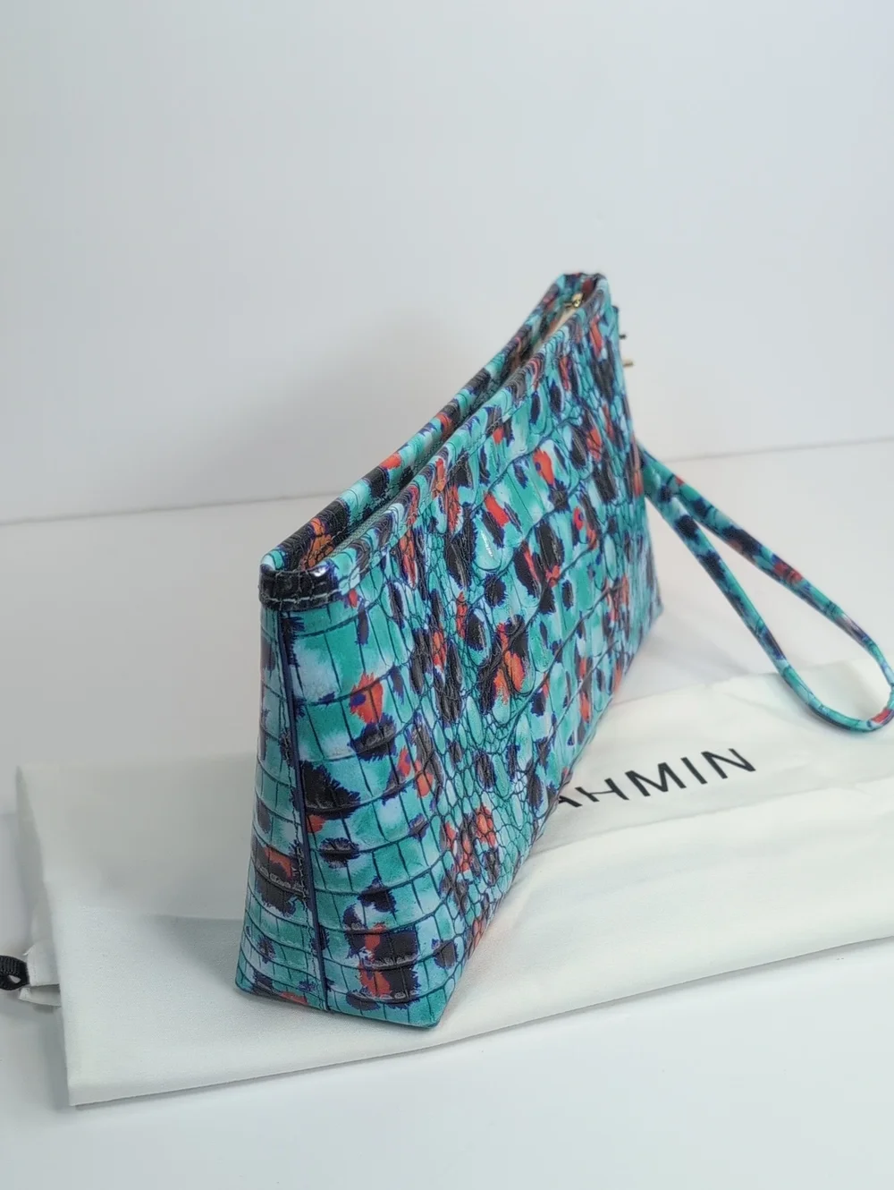 Brahmin Turquoise Multi Croc-Embossed Wristlet with Removable Strap NWT